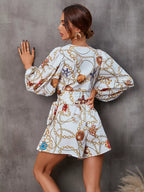 Cutout Front Printed Long Sleeve Romper (3)