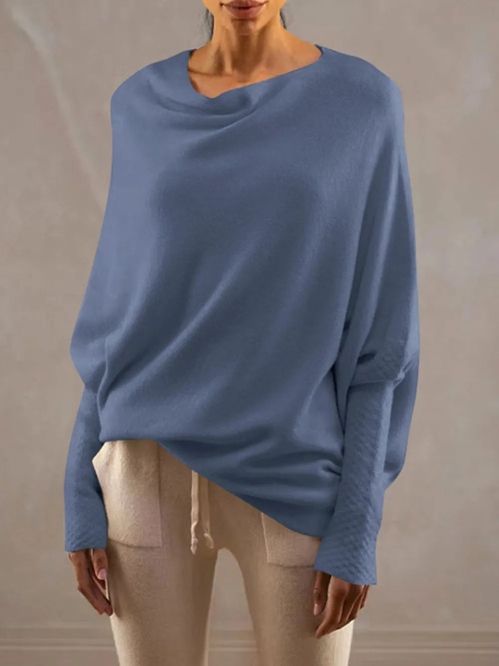 Full Size Boat Neck Batwing Sleeve Knit Top (23)