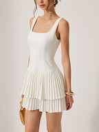 Square Neck Pleated Mini Dress (2)