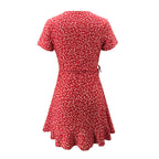 Summer V-neck Ruffled Lace A-line Slim Dress photo 1