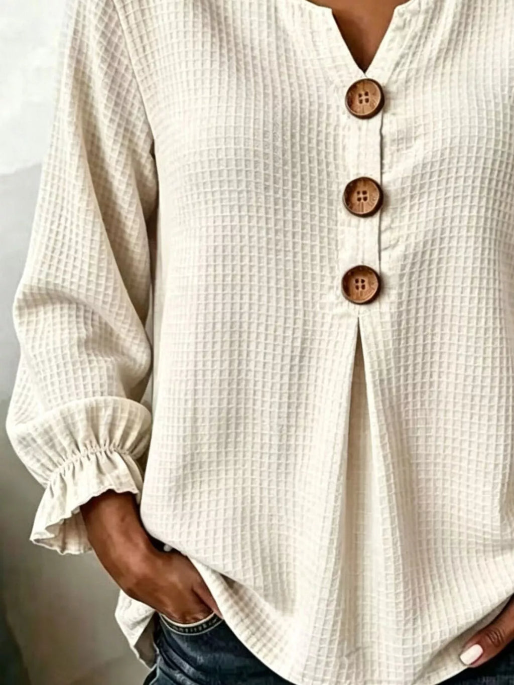 Waffle Knit Long Sleeve Top (7)