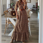 Half Collar Printed Bohemian A-line Skirt variant CJLY168639401AZ|CJLY168639402BY|CJLY168639403CX|CJLY168639404DW|CJLY168639405EV