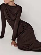 Ruched Long Sleeve Bodycon Maxi Dress (14)