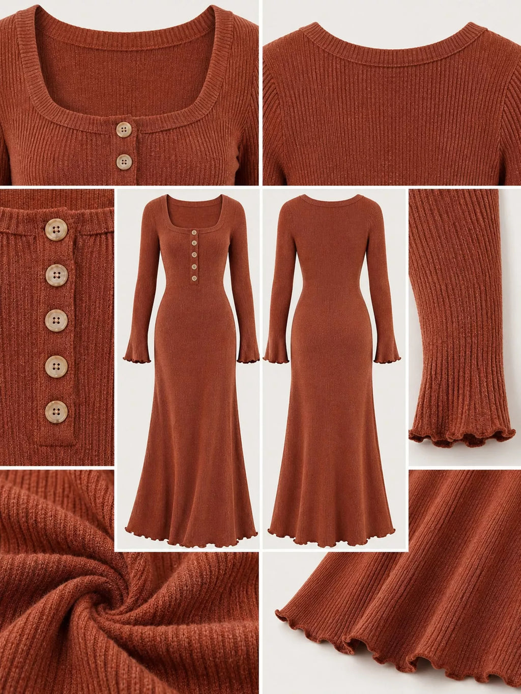 Button-front Ribbed Knit Maxi Dress (6)