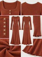 Button-front Ribbed Knit Maxi Dress (6)