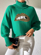 Lip Turtleneck Long Sleeve Sweater (9)