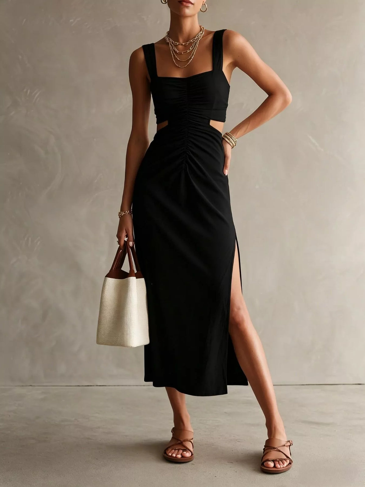 Ruched Cut-out Midi Dress (7)