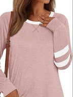 Casual Striped Round Neck T-shirt (10)