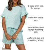 Ruffle Sleeve Textured Top Shorts Set (16)