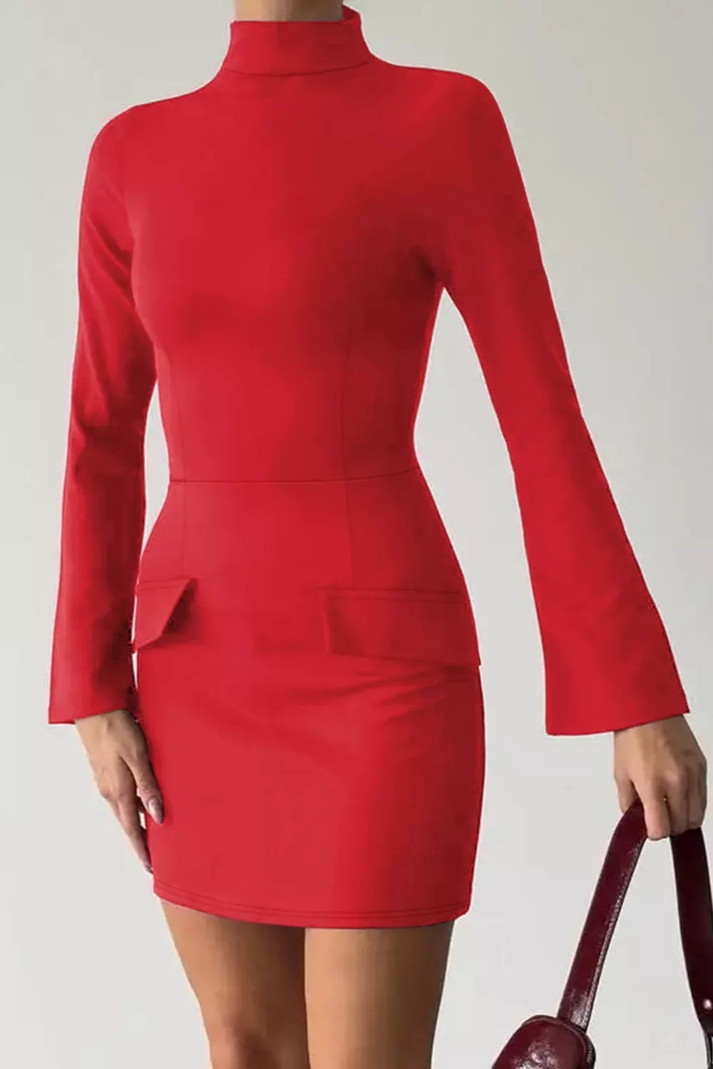 Long-sleeve Mini Dress Flap Pockets (8)