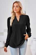 V-neck Puff Sleeve Blouse (11)