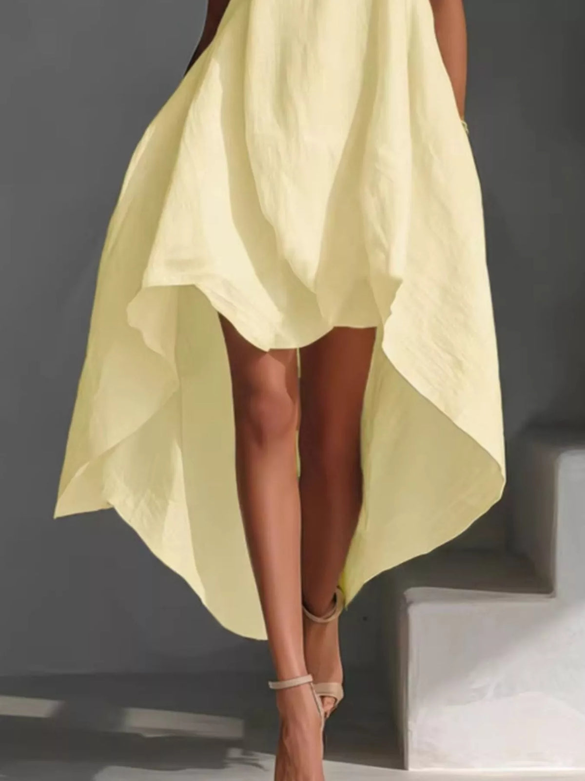 High-low Round Neck Sleeveless Dress (6)