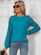 Round Neck Lace Long Sleeve Top (11)