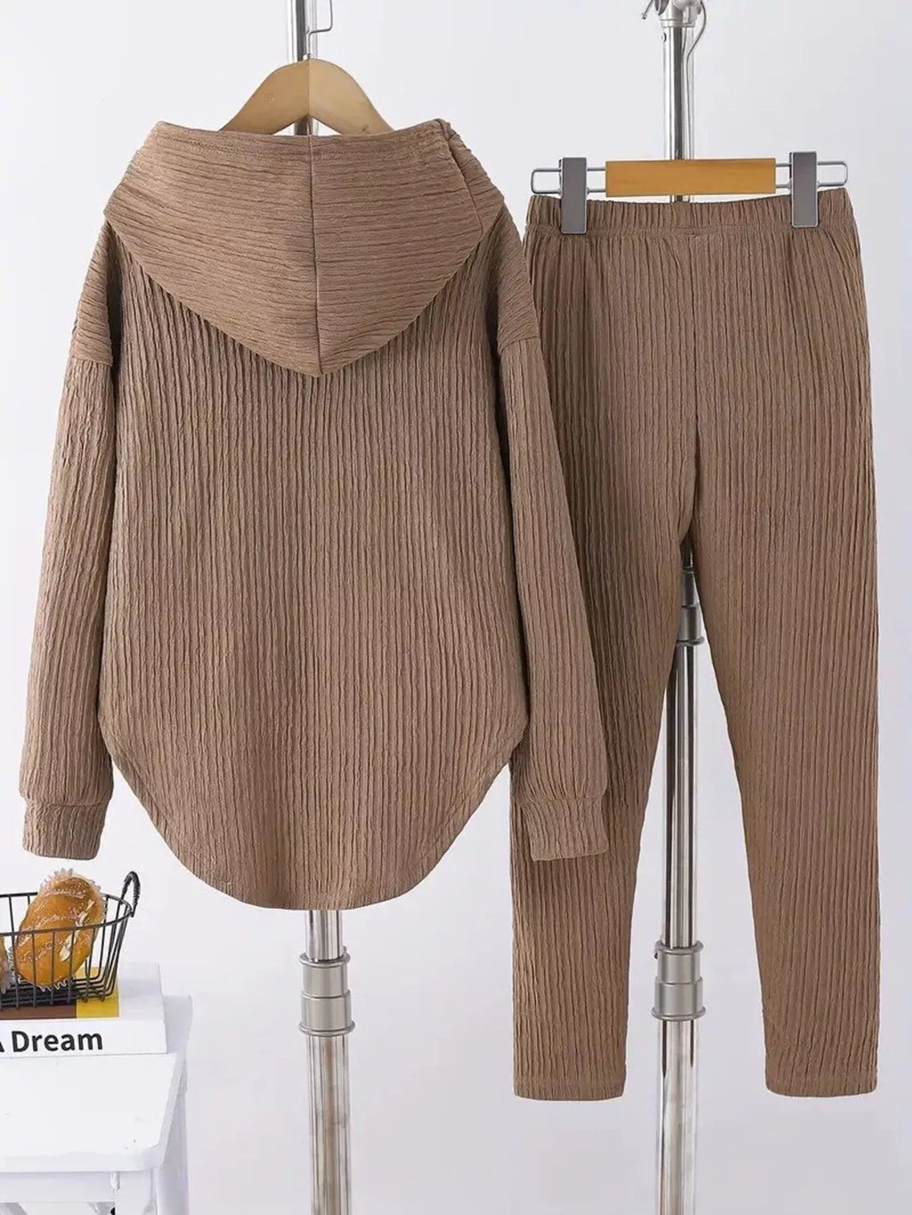 Textured Long Sleeve Hoodie Pants Set (17)