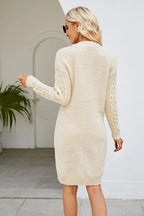 Cable-knit Long Sleeve Sweater Dress (2)