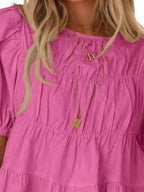 Ruched Tiered Puff Sleeve Blouse (29)