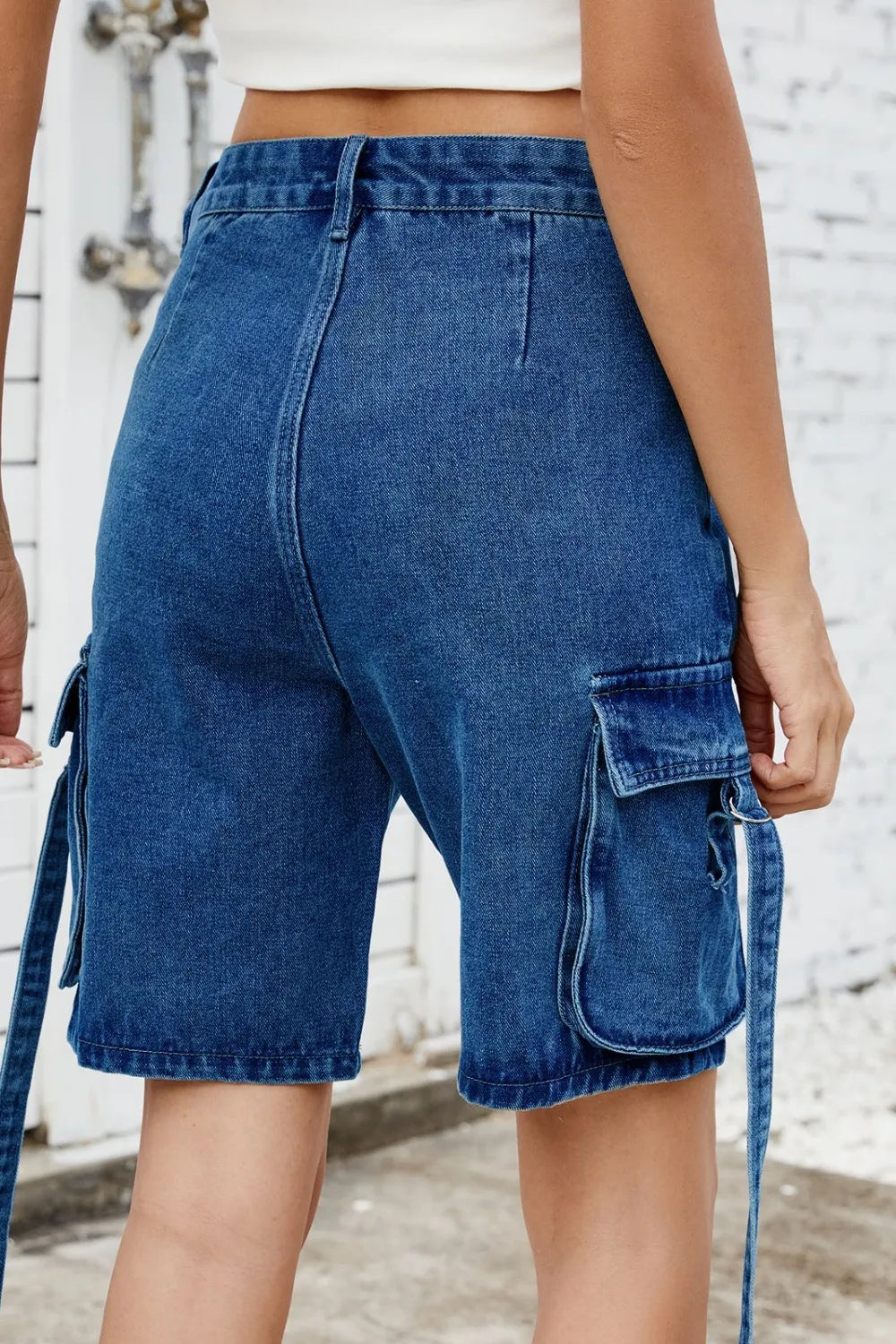 Washed Cargo Denim Shorts (10)