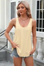 Eyelet Scoop Neck Wide Strap Tank (13)