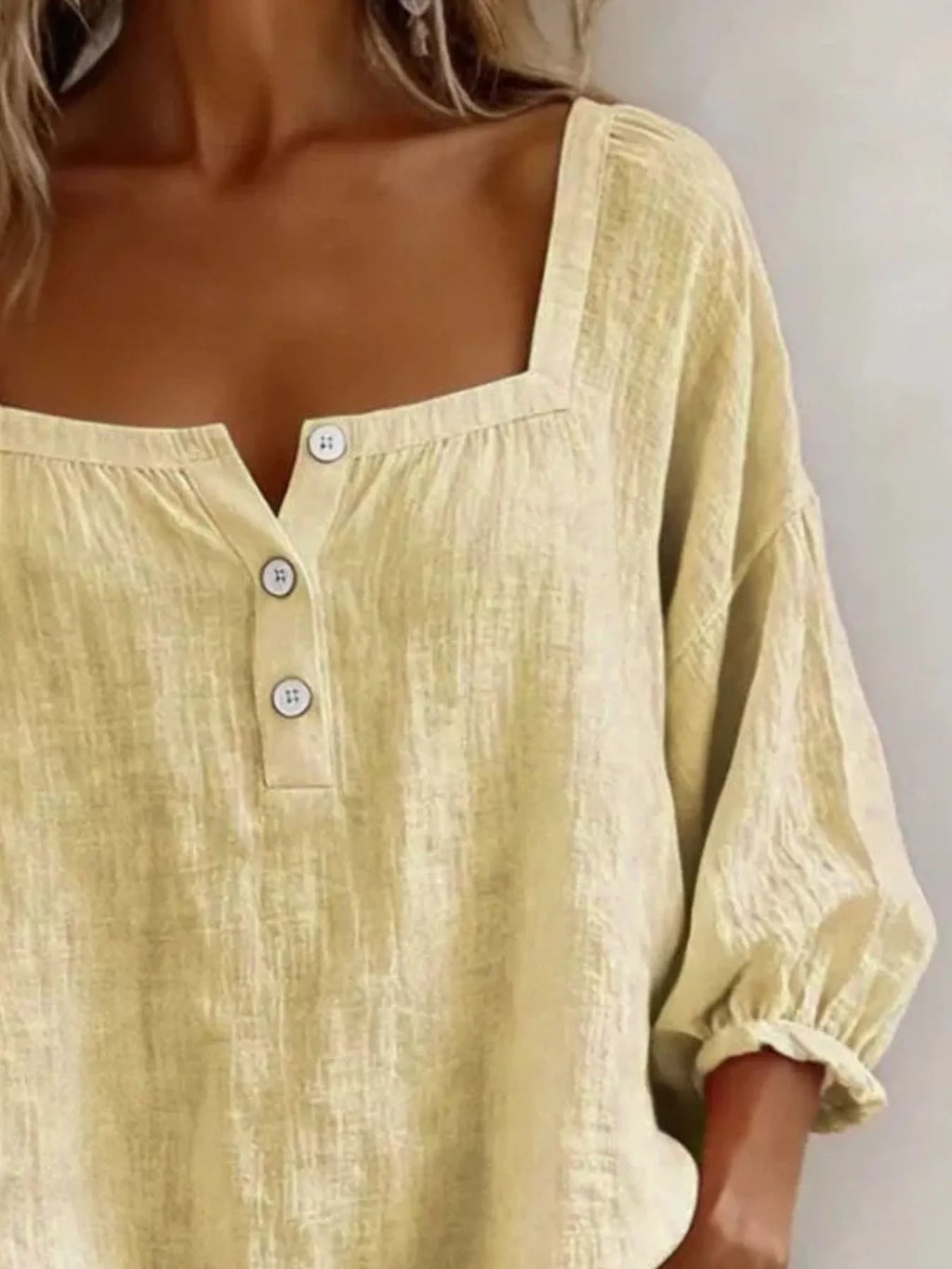 Full Size Square Neck Button Detail Blouse Plus (14)