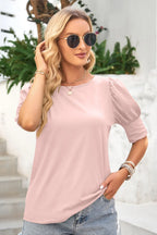 Round Neck Lantern Sleeve Blouse (10)