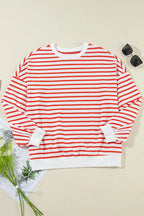 Striped Dropped Shoulder Long Sleeve Sweatshirt (5)