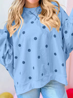 Side Slit Polka Dot Oversized Sweatshirt (12)