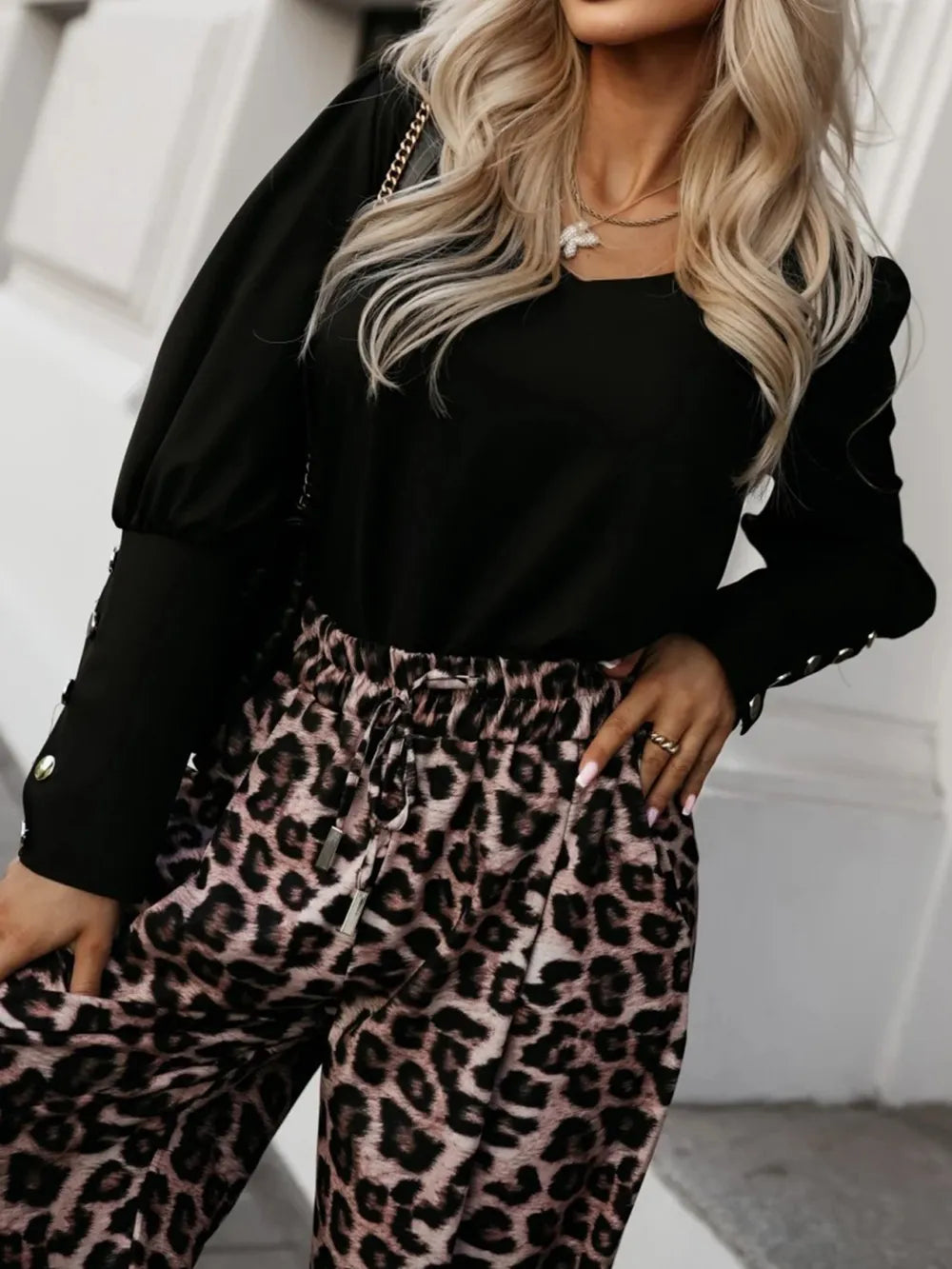 V-neck Long Sleeve Blouse (9)