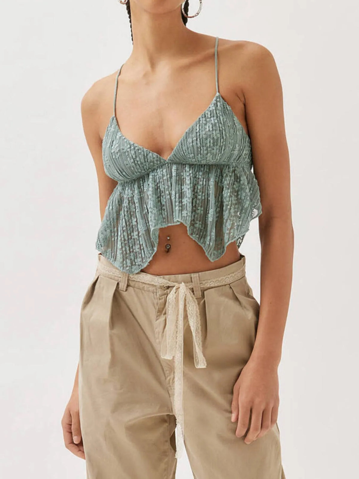 Lace Cropped Cami Flowy Hem (12)