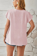 Ruched V-neck Flounce Sleeve Blouse (15)