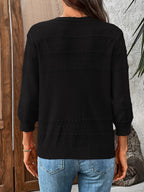 Textured Button-front Cardigan 3/4 Sleeves (13)