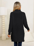 Slit Turtleneck Long Sleeve Sweater (10)