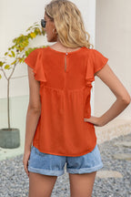 Contrast Print Butterfly Sleeve Top (8)