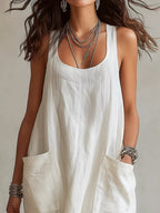 Scoop Neck Sleeveless Maxi Dress Pockets (2)