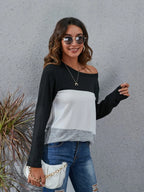 Block Round Neck Long Sleeve T-shirt (4)