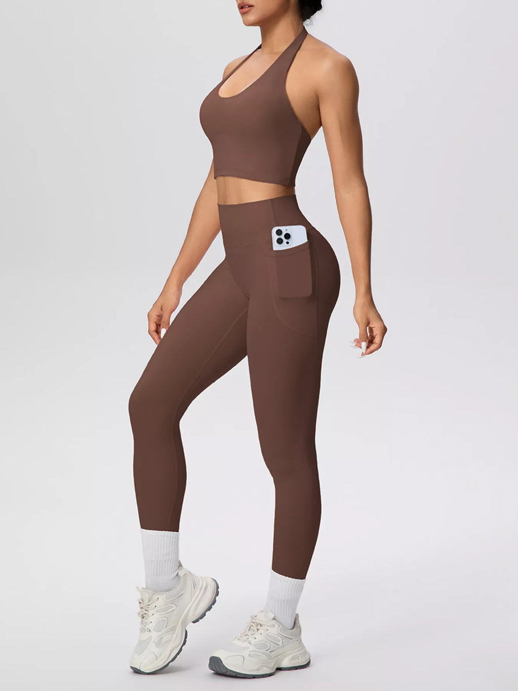 Halter Neck Crop Top High-waisted Leggings Active Set (2)