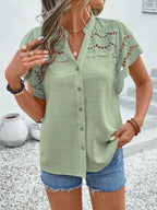 Swiss Dot Cutout Button Down Shirt (23)