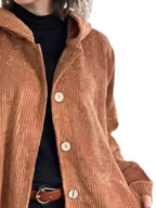 Full Size Corduroy Button Up Hooded Jacket Plus (8)