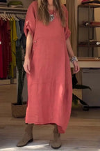 Full Size Relaxed Fit Short Sleeves Dress Plus