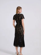 Lace Short Sleeve Mermaid Dress (27)