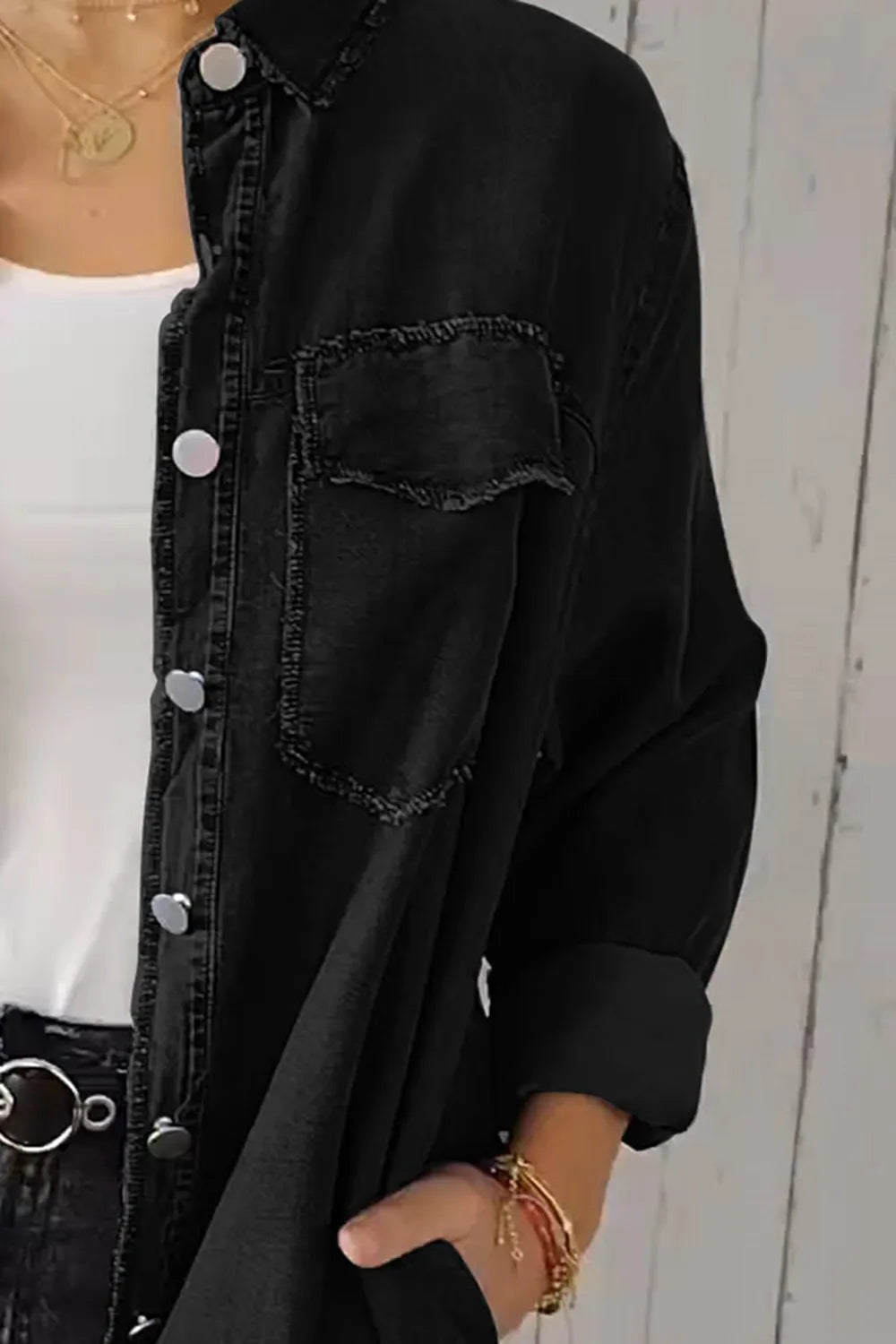 Full Size Pocketed Button Up Long Sleeve Denim Jacket (12)