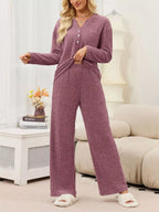 Ribbed Knit Top Wide-leg Pants Set (18)