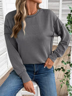 Side Slit Round Neck Sweatshirt (3)
