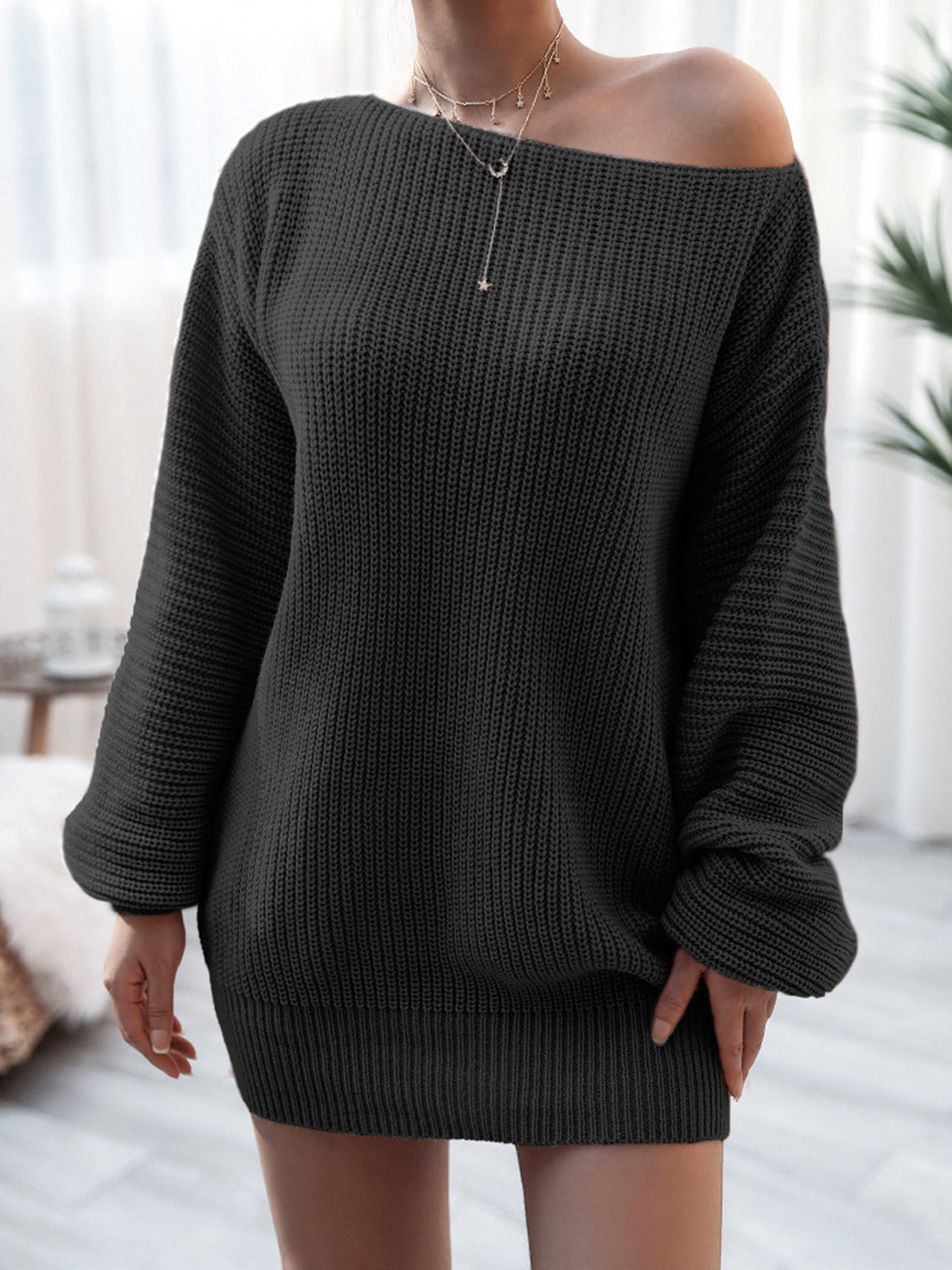 Rib-knit Mini Sweater Dress (11)