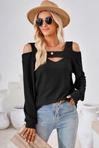 Cutout Square Neck Cold Shoulder T-shirt (11)