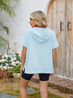 Half Zip Short Sleeve Hooded Top (6)