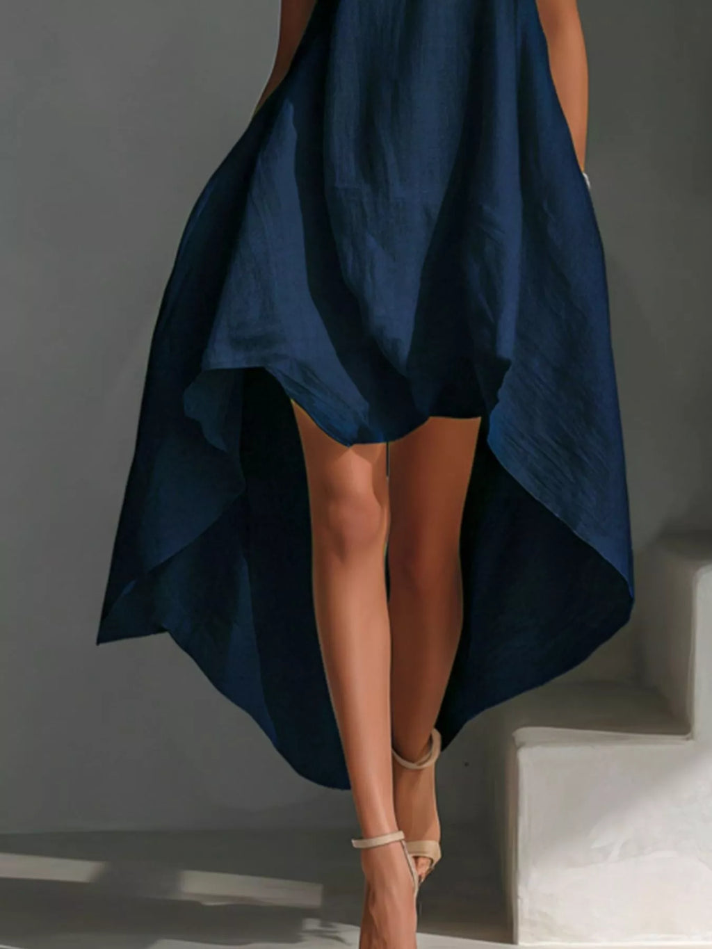High-low Round Neck Sleeveless Dress (8)