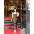 Printed Suspender Fishtail Midi Dress photo 16