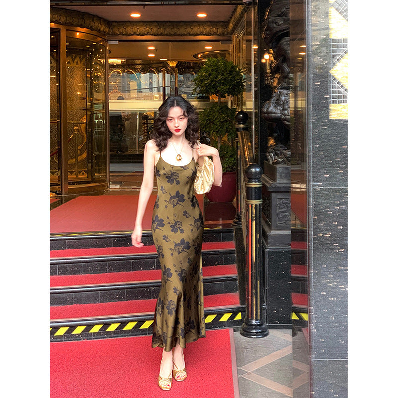 Printed Suspender Fishtail Midi Dress photo 16