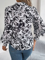 Printed Collared Neck Lantern Sleeve Shirt (8)
