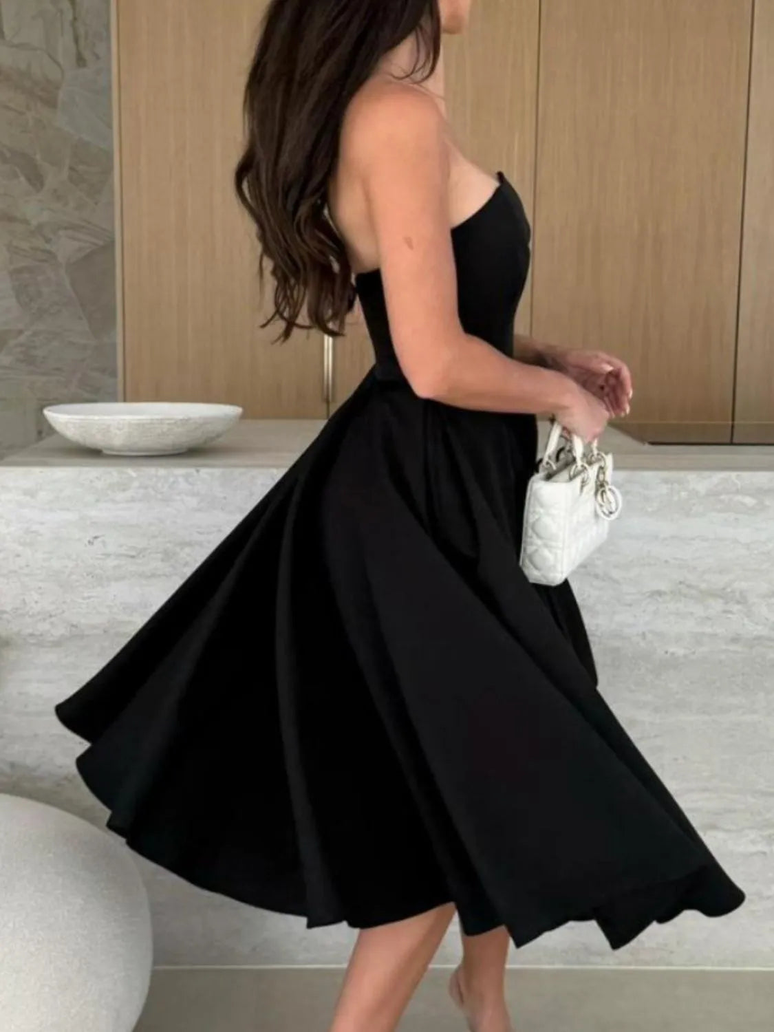 Solid Color Tube Midi Dress (8)